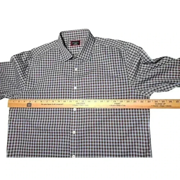 Untuckit Long Sleeve Button Front Shirt Gingham Check Performance Nylon L Men’s - Picture 9 of 11